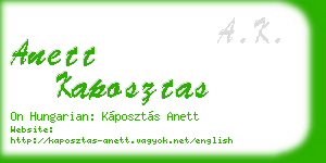 anett kaposztas business card